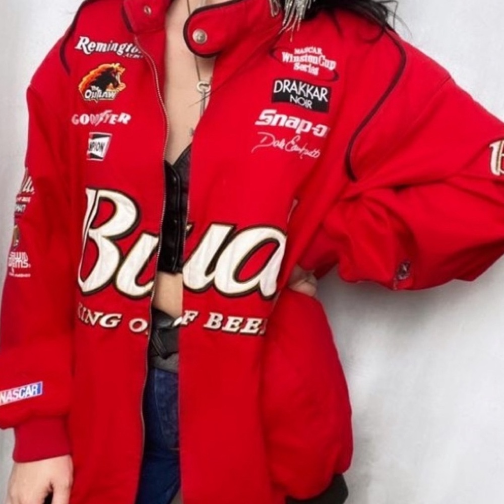 Vintage Budweiser NASCAR Dale Earnhardt Red Embroidered Coat size XL - Picture 9 of 9